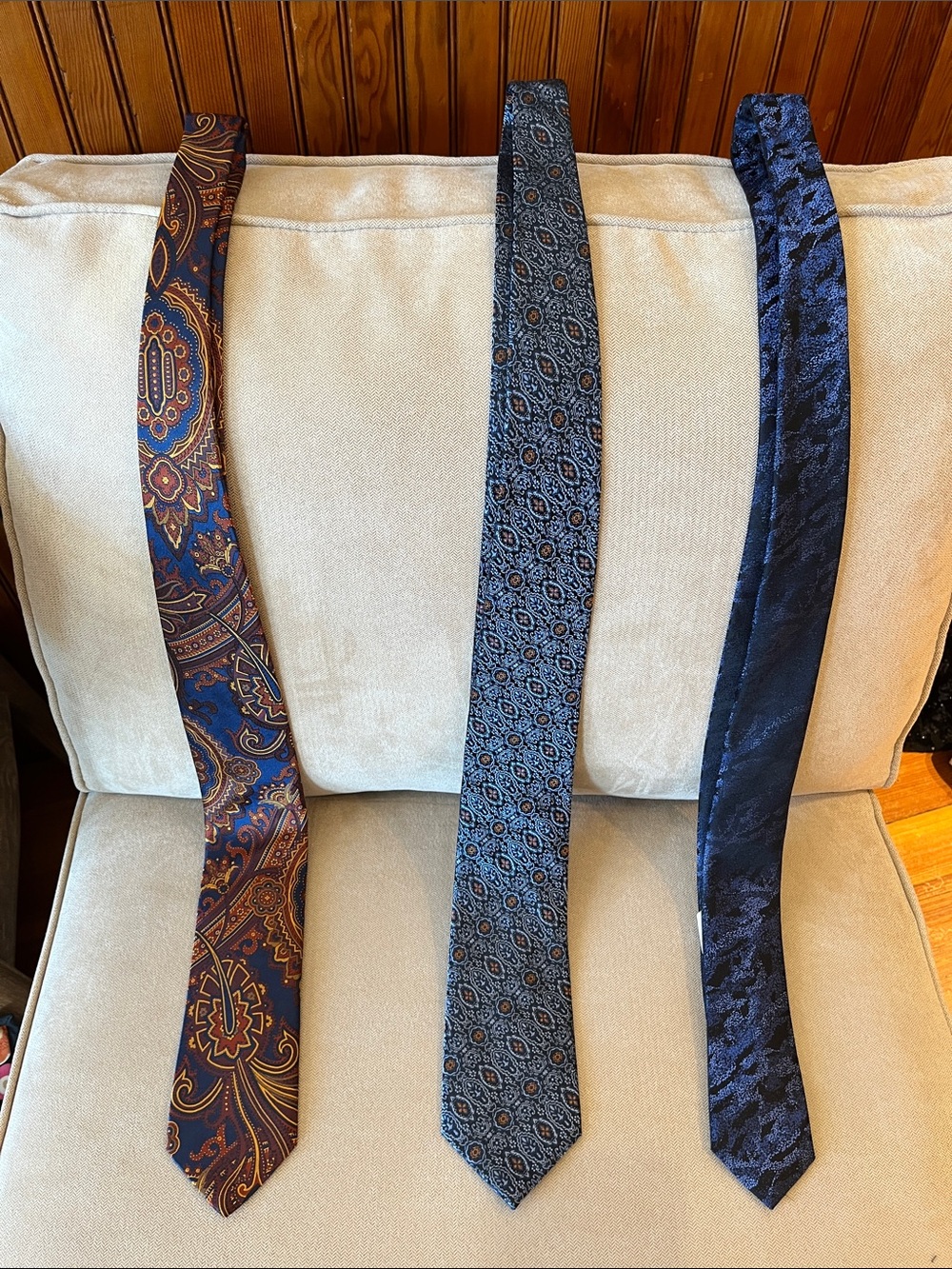 C2 by Calibrate Set of Three Men's Silk Ties in Blue, Brown, and Gray Patterns